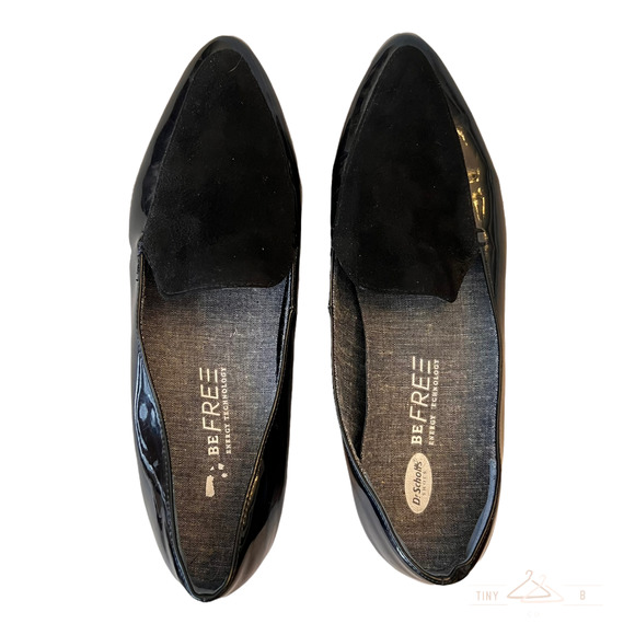 Dr. Scholl's Pointed Toe Faux Leather Suede Black Loafers Slip On Comfort 7M - Picture 4 of 6